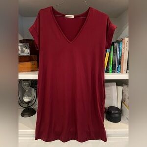Entro Burgundy V-Neck T-shirt dress | M